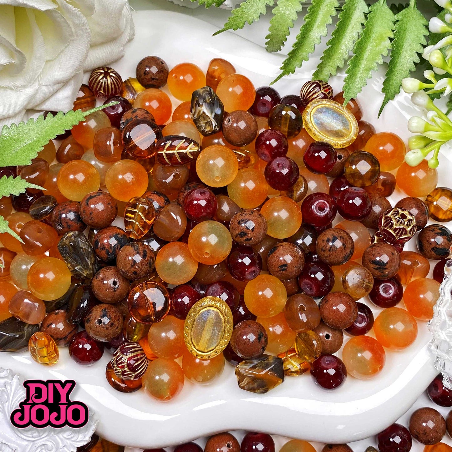 【C2083】ゴールドスワン(ぶん回しファントムマジックボックス)(10'10.5'12')(瑪瑙&紅花瑪瑙))-高級ストーン&高品質ガラス&アクリルビーズ