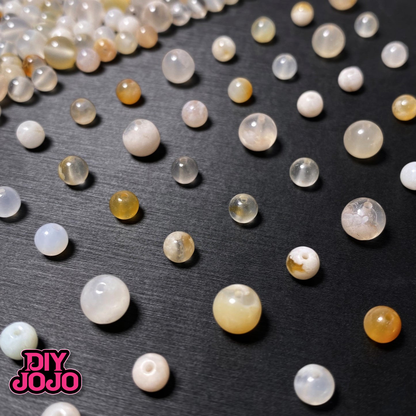 【C2081】桜プリン(桜瑪瑙)(桜瑪瑙リングる付き)- DIY JOJO厳選 天然石シリーズ(4.5mm6.5mm)