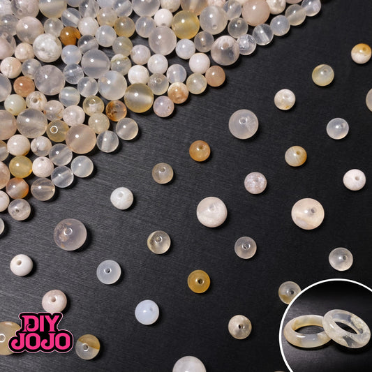 【C2081】桜プリン（桜瑪瑙）（桜瑪瑙リングる付き）- DIY JOJO厳選  天然石シリーズ（4.5ｍｍ6.5mm）