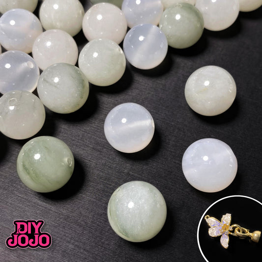 【C2094】湘南乃風（アイスジェイド＆白瑪瑙）- DIY JOJO厳選  天然石シリーズ（12-12.5mm）&保色金属