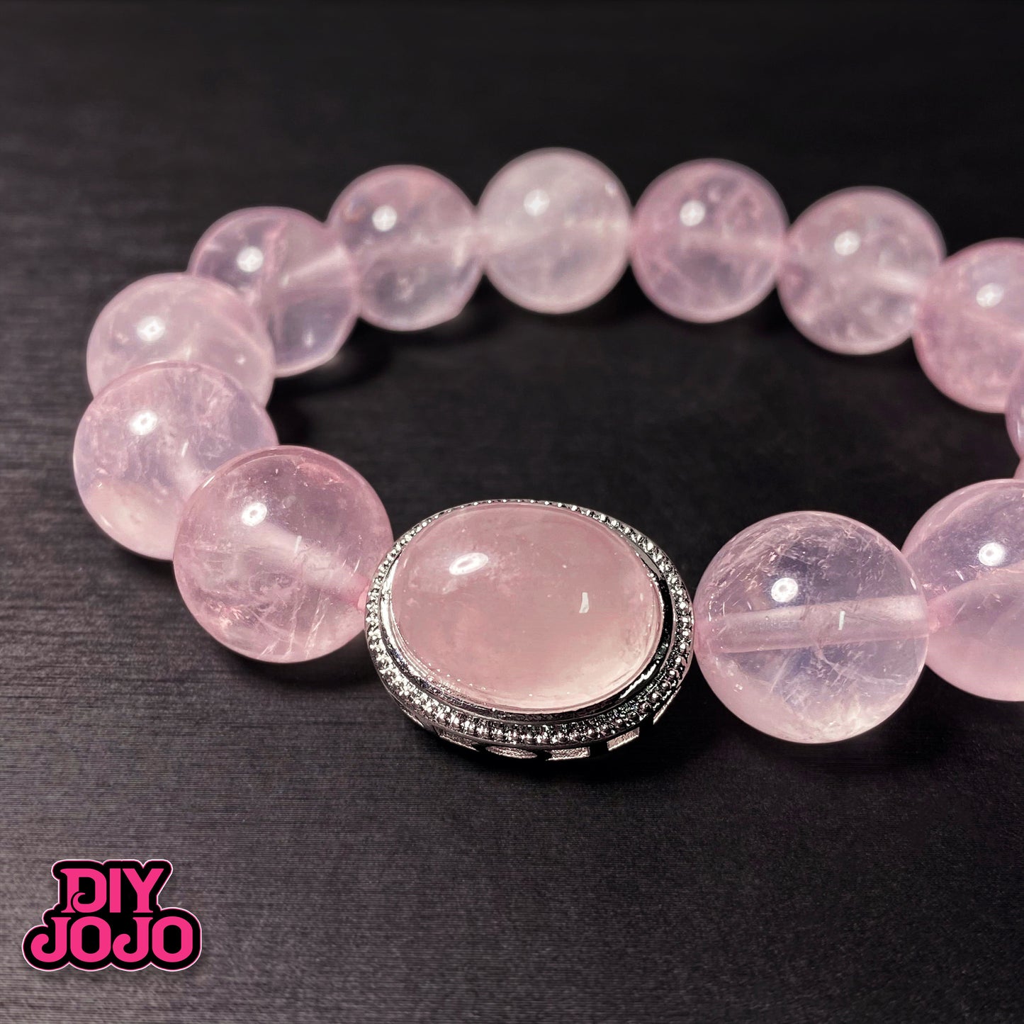 【C1939】恋の風（ローズクォーツ）- DIY JOJO厳選　高品質天然クリスタル（14.5ｍｍ）