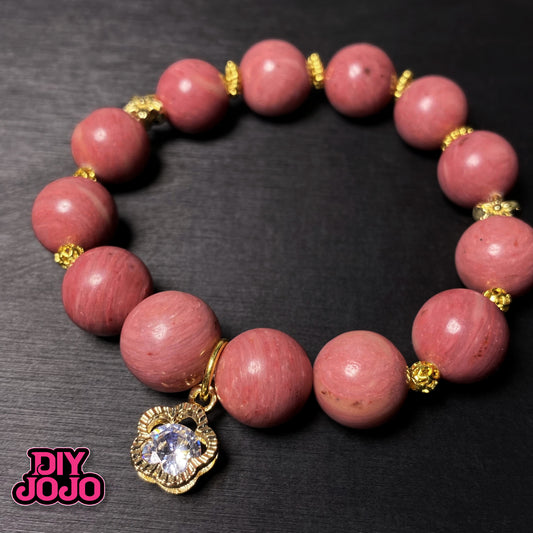 【C2059】心の癒し（ロードクロサイト：インカローズ）- DIY JOJO厳選  天然石シリーズ（12mm12.5mm）& 保色金属
