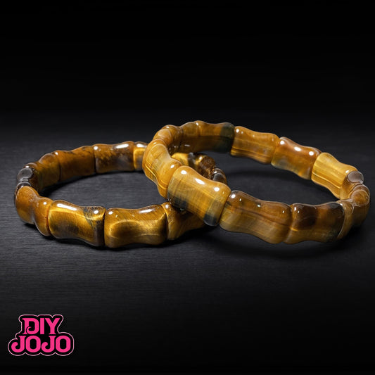 【C2016】竹の王座【バングル完成品シリーズ】（タイガーアイ)(おまけ：タイガーアイ8*12)- DIY JOJO厳選  天然石シリーズ（5.5*10.5*17.5ｍｍ）（ 1 2 粒入りブレスレット）& 保色金属